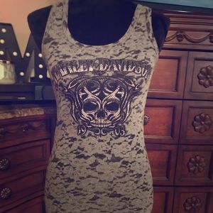 Harley Davidson grey skull tank